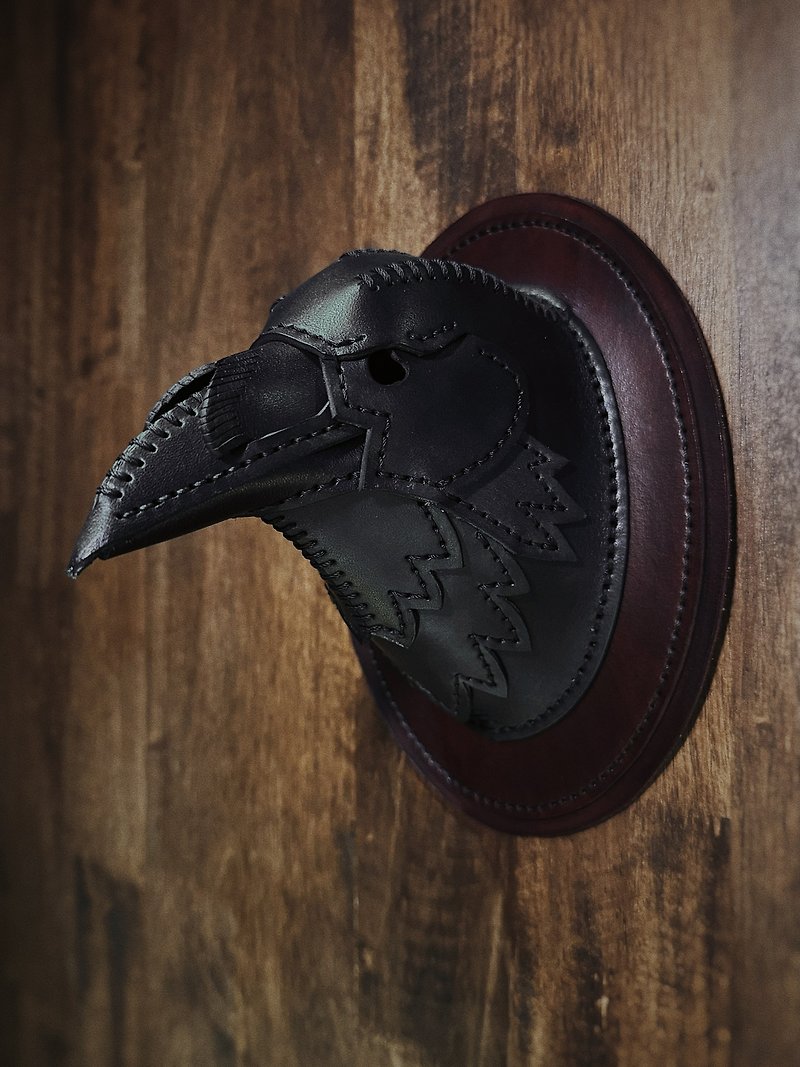 Crow wall hanging shop decoration wall hanging dark gothic raven model holiday gift - Items for Display - Genuine Leather Black