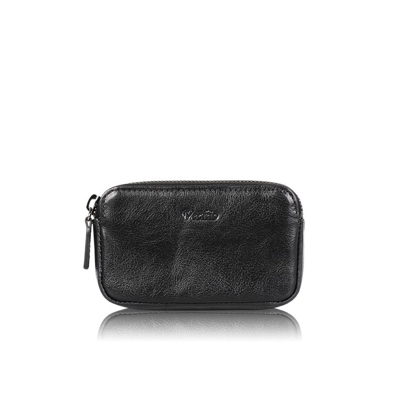 [Free upgrade gift packaging] Resolute Thick Zipper Coin Purse-Black/VE048W040BK - Coin Purses - Genuine Leather Black