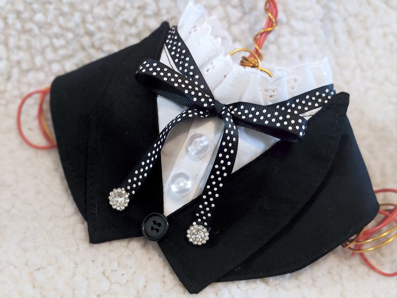 Tuxedo Texudo Gentleman's Apparel Styling Pet Scarf/Neck Ornament - Collars & Leashes - Cotton & Hemp Black