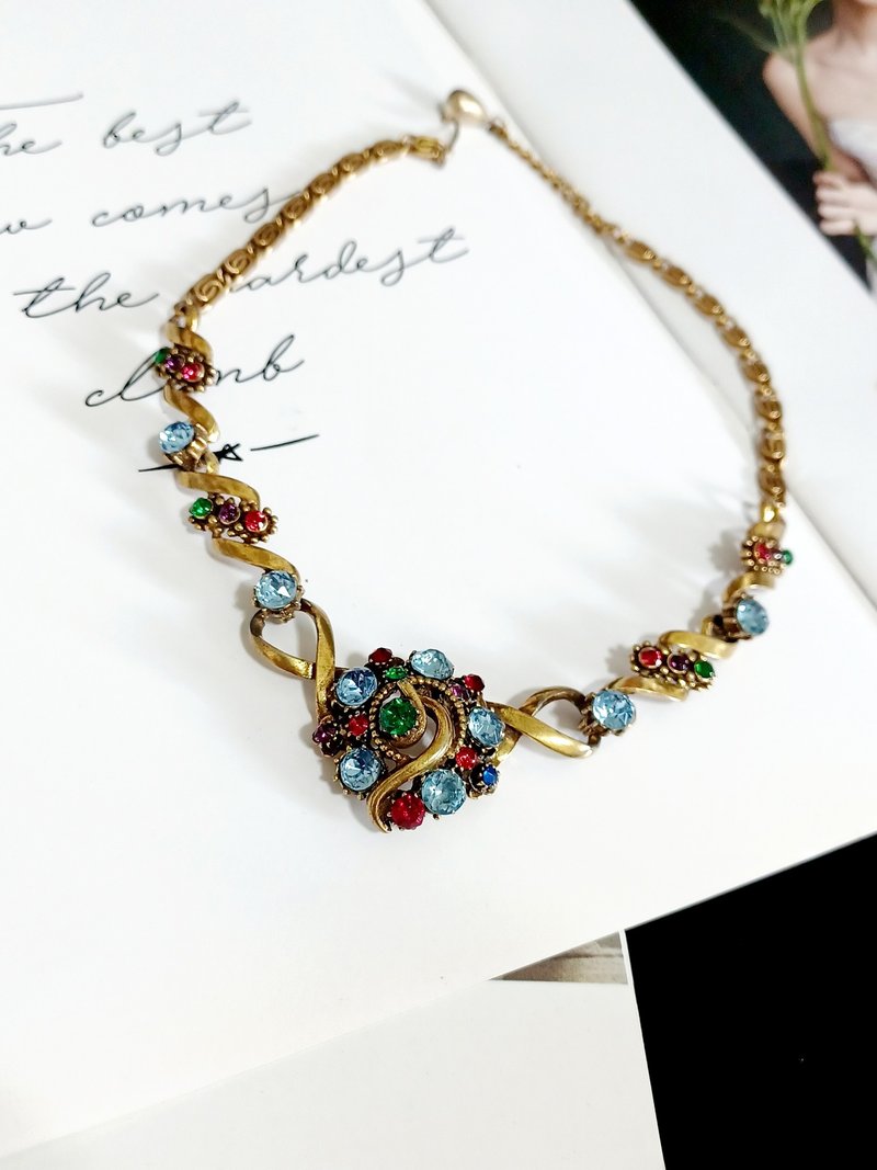 vintage jewelry Florenza 多彩萊茵維多利亞風格 項鍊 - 項鍊 - 其他金屬 