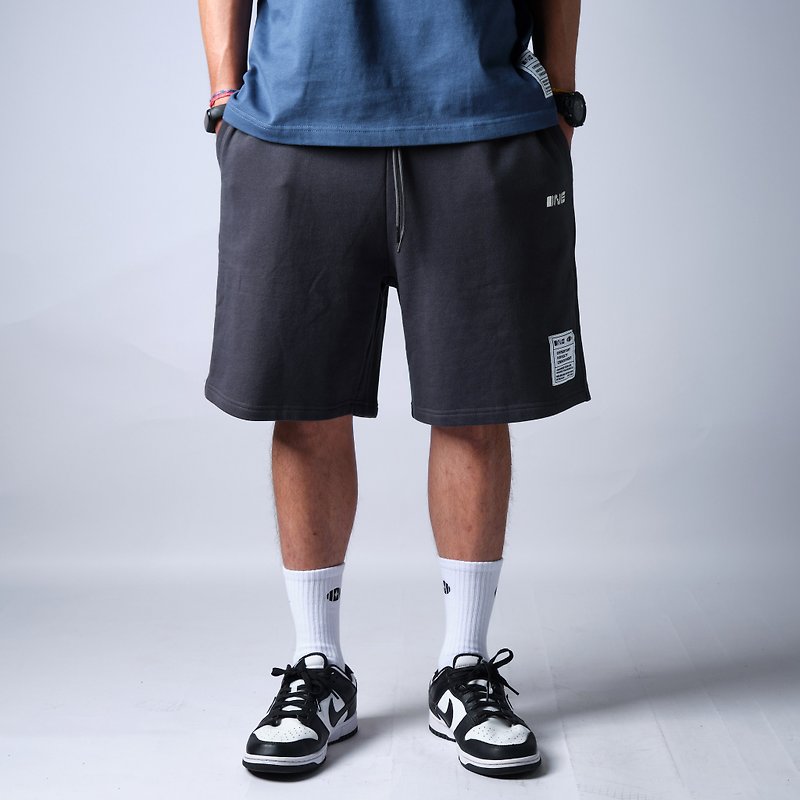 ONE-1111-STUDIO Thick cotton shorts/knee-length version/cotton French terry/iron gray - Men's Shorts - Cotton & Hemp Gray