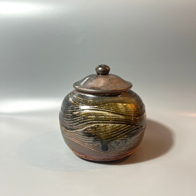 Super beautiful fire marks 6-8 two tea warehouses/tea cans/tea storage utensils/tea storage utensils/handmade by Xiao Pingfan - Other - Pottery Khaki