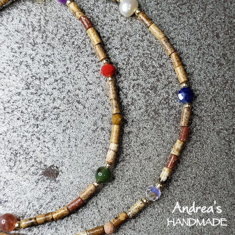 Harvest Season Earthy Beaded Necklace - สร้อยคอ - เครื่องเพชรพลอย สีกากี