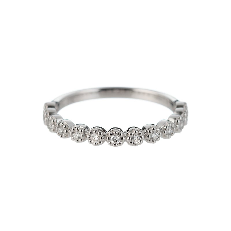 Classic Floral K Gold Diamond Ring - แหวนทั่วไป - เครื่องเพชรพลอย ขาว