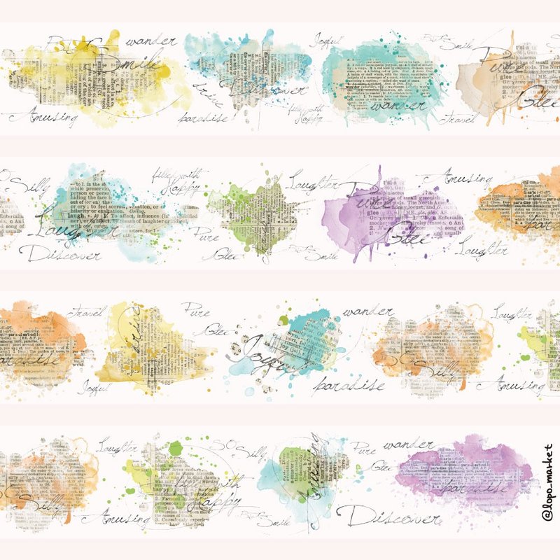 Watercolor Collage Matte PET Masking Tape - 紙膠帶/和紙/PET - 其他材質 