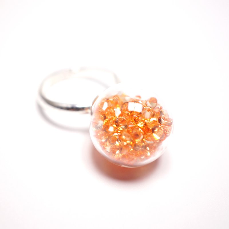 A Handmade 深紅色水晶玻璃球戒指 - 戒指 - 玻璃 