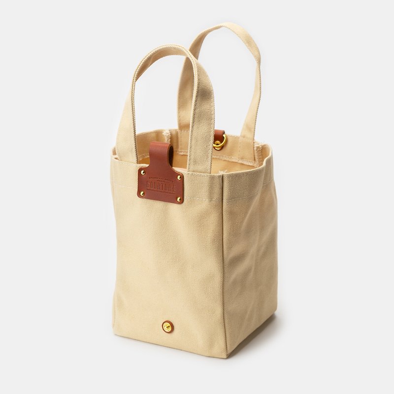 GOURTURE - Canvas Shopping Bag/Beverage Bag Can Be Folded and Carried [Linen Yellow] - ถุงใส่กระติกนำ้ - ผ้าฝ้าย/ผ้าลินิน สีกากี