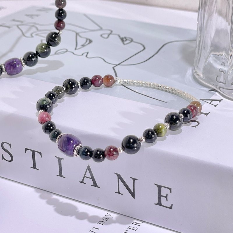 I know Amethyst | Tourmaline | s925 sterling silver accessories | Crystal bracelet A2419-1 - Bracelets - Crystal Purple