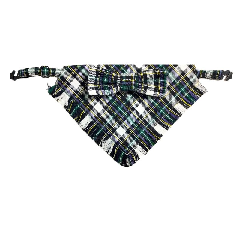 Tartan Bandana with Bow (4 Colors) - ชุดสัตว์เลี้ยง - ผ้าฝ้าย/ผ้าลินิน หลากหลายสี