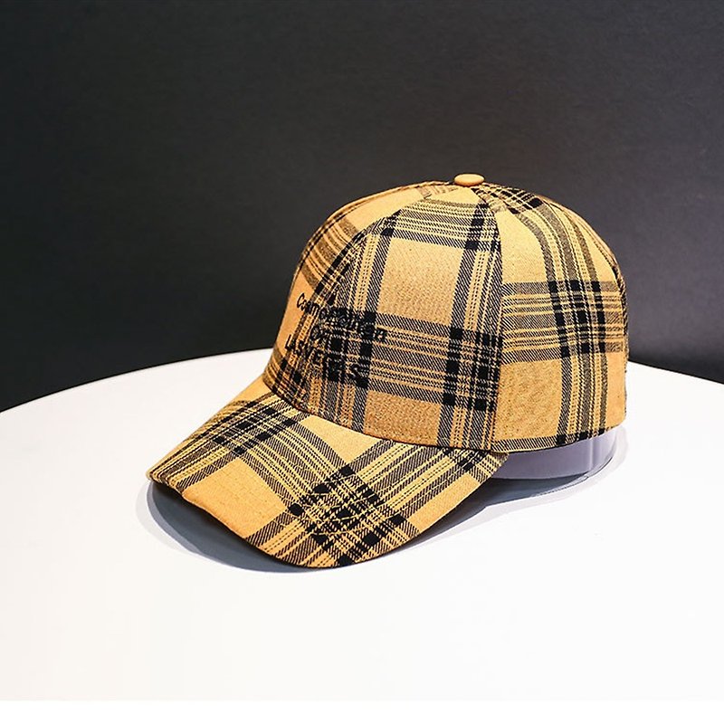 經典英式格紋帽 ::黃格:: M8345-3 - 帽子 - 棉．麻 黃色