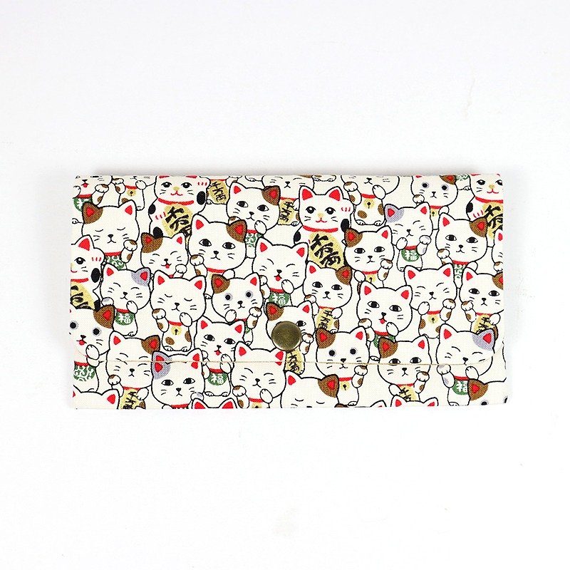 Red envelopes bankbook cash pouch - Lucky cat (white) - Chinese New Year - Cotton & Hemp White