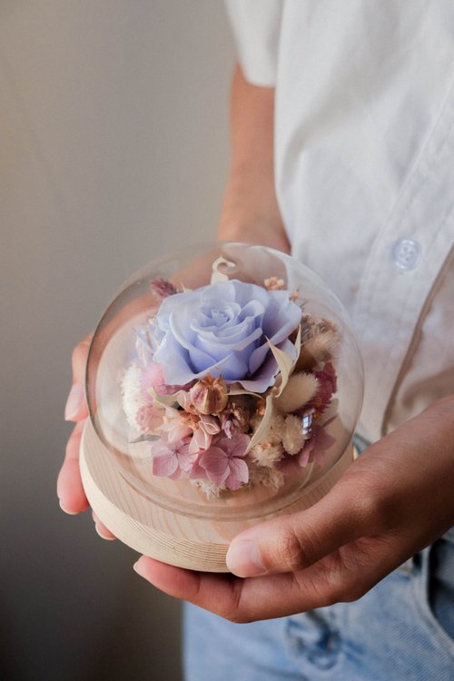 蒔嚐花藝 shibashibaflorist | 客製化禮物 | - 永生花玻璃球(小) - 永生花 乾燥花 情人節禮盒