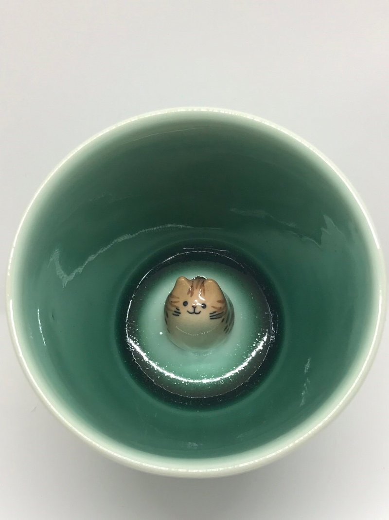 動物バスカップ - ヒョウ猫 - グラス・コップ - 陶器 ブルー