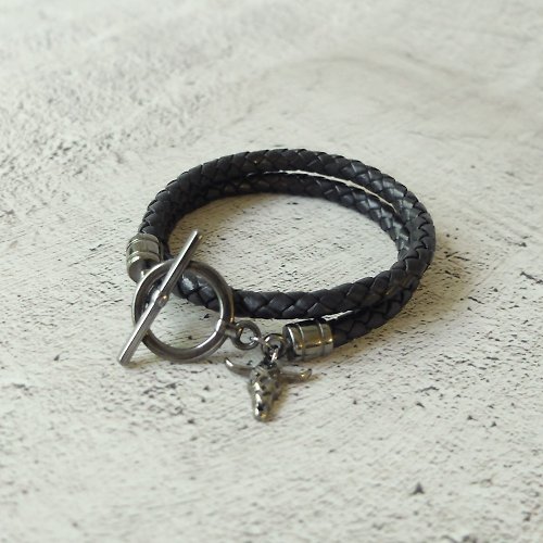 樂在 手作 飾品專賣 enJOY Handmade Bracele T型扣 黑色 編織 皮繩 手繩 手鍊 手環 客製化