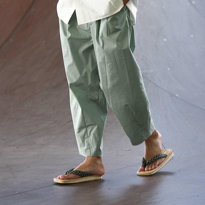 Cylinder cropped wide pants - กางเกงขายาว - ผ้าฝ้าย/ผ้าลินิน สึชมพู