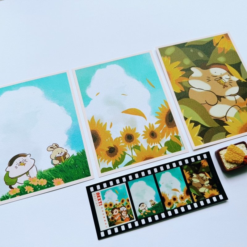 Goro Himawari Storyboard-Postcard Set-Postcard*3/Transparency Film Sticker*1 - Cards & Postcards - Paper 