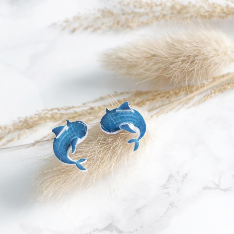 Whale Shark Earrings - Earrings & Clip-ons - Plastic Blue