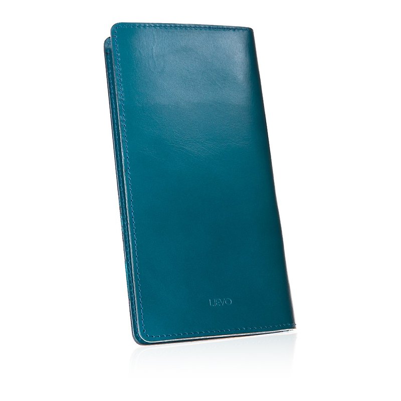 【LIEVO】GRACE - Wax Leather Long Clip_Ocean Blue - กระเป๋าสตางค์ - หนังแท้ สีน้ำเงิน