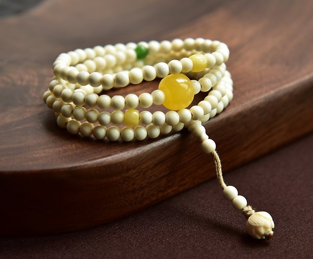 Lotus] natural Siberian mammoth ivory Wax jasper bracelet necklace
