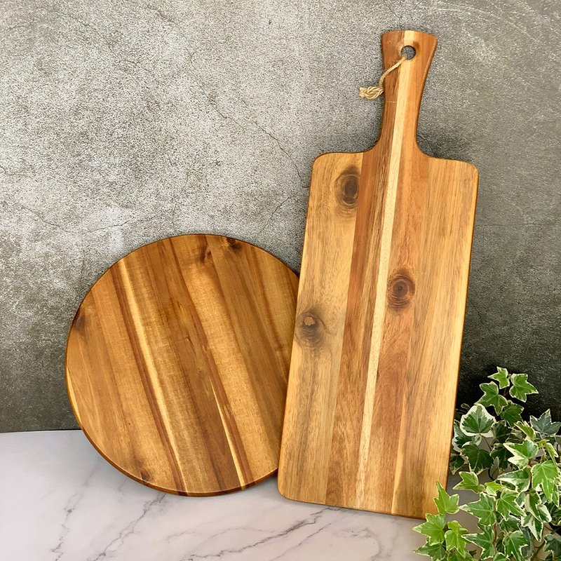 【LUCKY WOOD】Acacia wood-food plate/cooking plate/bread plate (round+long shape) - จานและถาด - ไม้ 