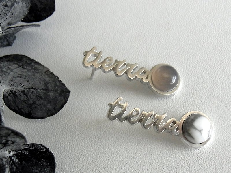 Earth piercing / silver - Earrings & Clip-ons - Sterling Silver Silver