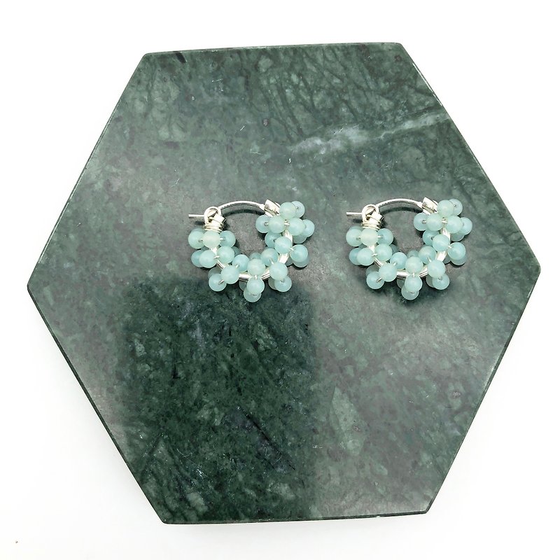 Amazonite 925 Silver Earrings 【Natural Stones】 【White Earrings】 【Gift】 - Earrings & Clip-ons - Sterling Silver Blue