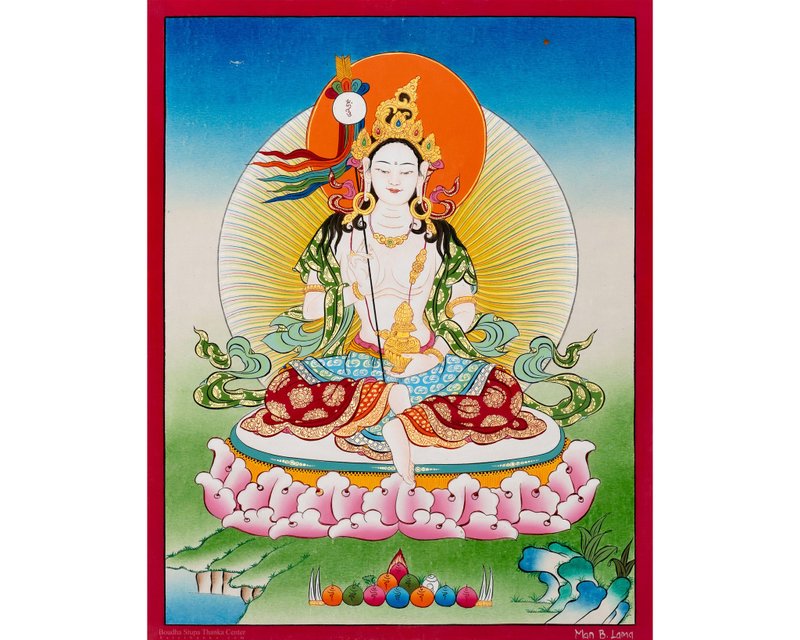 地藏菩薩唐卡 | 精緻的西藏藝術  提供指導與精神支持 - 壁貼/牆壁裝飾 - 其他材質 多色