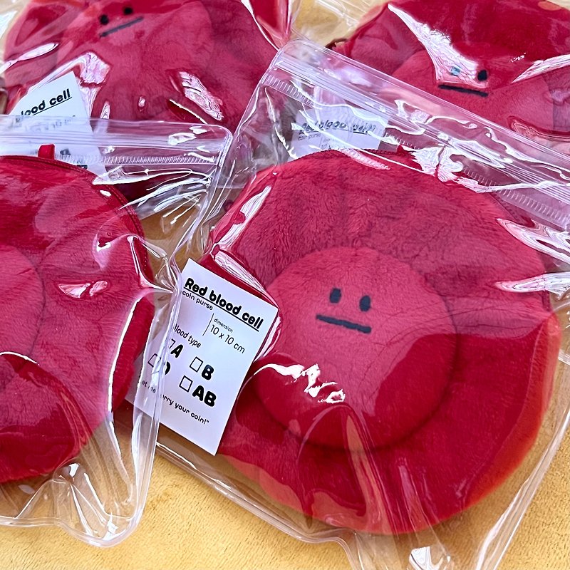 其他材質 散紙包 紅色 - Red blood cell coin purse with blood type charm