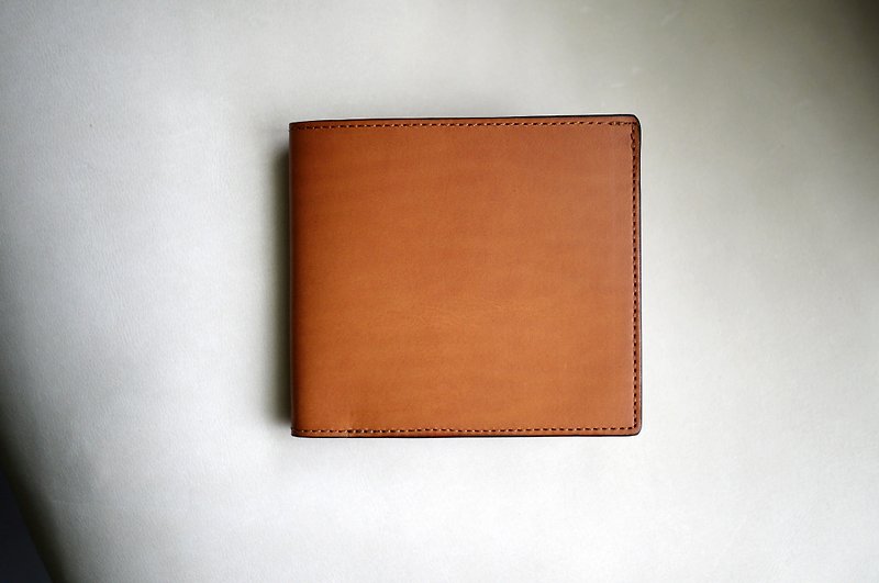 Tsubame-bespoke custom fourty-thousand vegetable tanned yellow Brown leather short clip slim - Other - Genuine Leather Orange