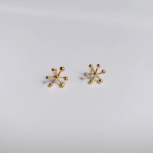 yuting jewellery 雪花豆豆耳環-一對(純銀 鍍18k金)