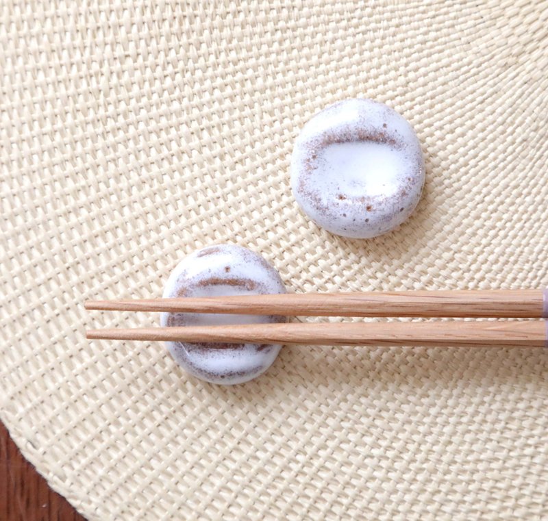 白釉の丸い箸置き - 筷子/筷架 - 陶 白色