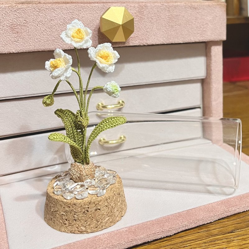 水仙花 • Daffodils 白水晶 瓶中花 鉤織 編織 禮物 桌上小擺設 - 擺飾/家飾品 - 棉．麻 白色