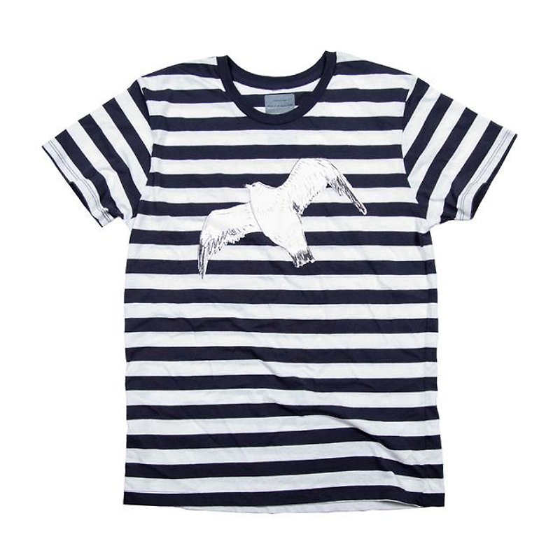 Marin border ⭐︎ There Women's size. Gull illustrations T-shirt - เสื้อยืดผู้หญิง - ผ้าฝ้าย/ผ้าลินิน ขาว
