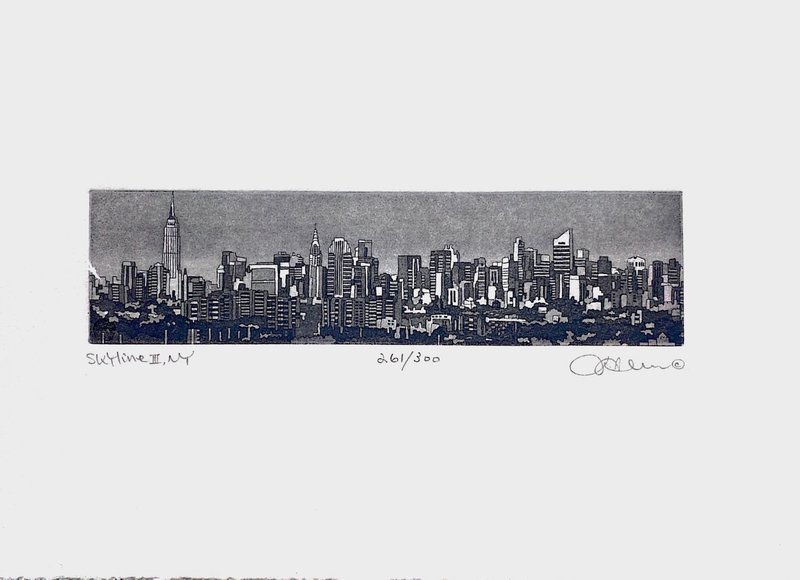限量版 - 紐約城市版畫 - SKYLINE III,NY - 261/300 - 海報/掛畫/掛布 - 紙 白色