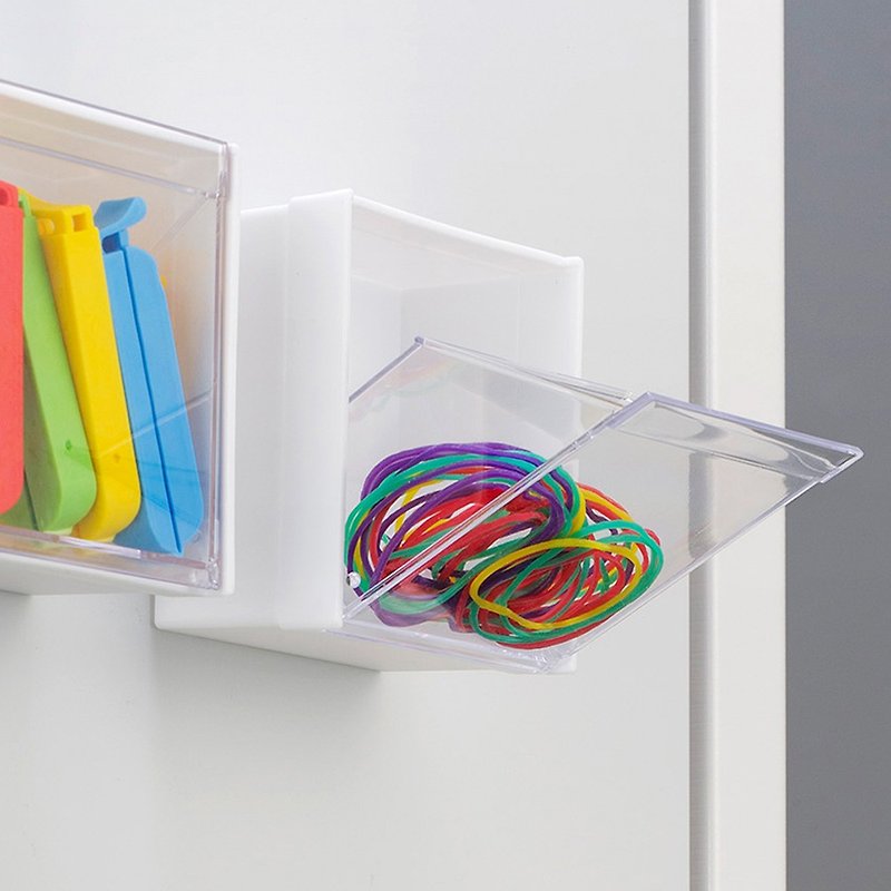 日本INOMATA 日製磁吸壁掛式斜取收納盒(方形)-3入-多色可選 - 收納箱/收納用品 - 塑膠 白色