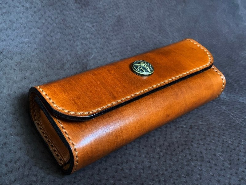 Vegetable-tanned cowhide, fully hand-dyed and sewn, custom-made glasses cases, various storage boxes, sizes and colors can be customized - Eyeglass Cases & Cleaning Cloths - Genuine Leather Multicolor