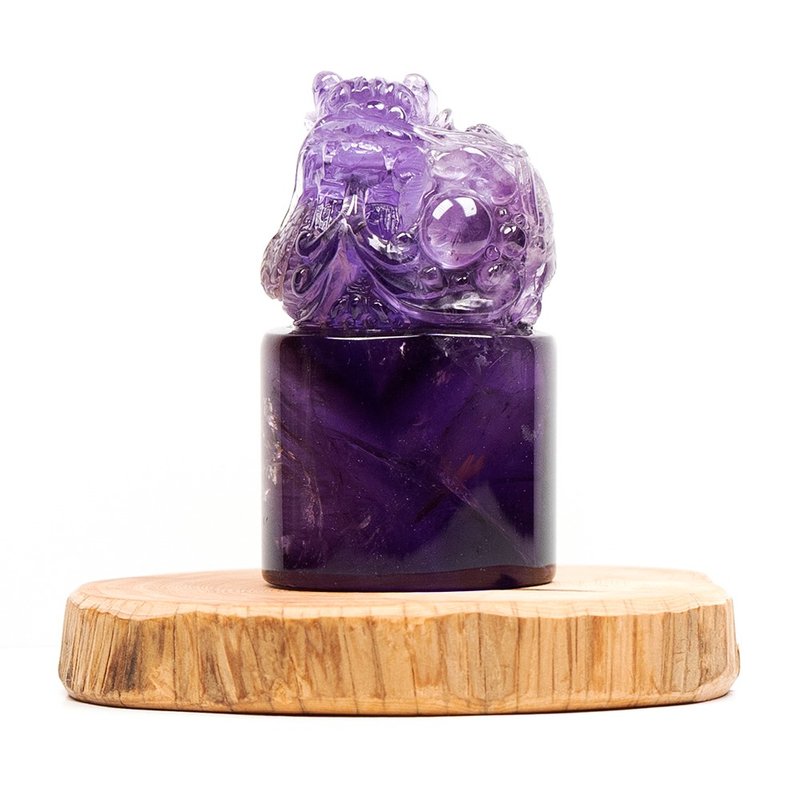 【正佳珠寶】紫水晶 頂級手工龍雕刻 179g 紫水晶雕刻擺件 - 其他 - 半寶石 多色