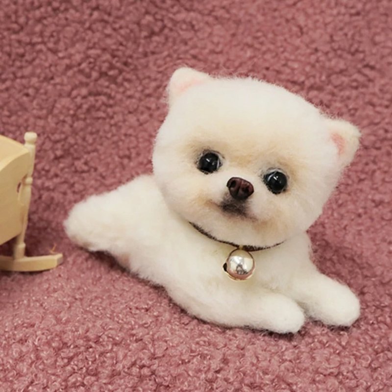 客制化逼真犬 羊毛氈 博美 寵物 娃娃 定制 手工 狗狗猫咪 144 - 貓/狗玩具 - 羊毛 多色