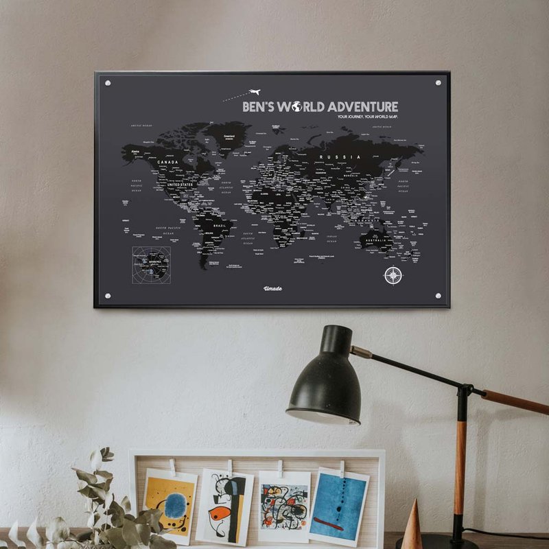 World Map-Customized Magnetic Series Posters-Dark Night (Customized Gift)-Individual Posters - Posters - Paper Black