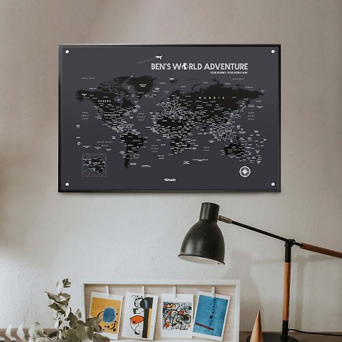 Umade 世界地圖-訂製磁吸系列海報-夜幕黑(客製化禮物)-單獨海報