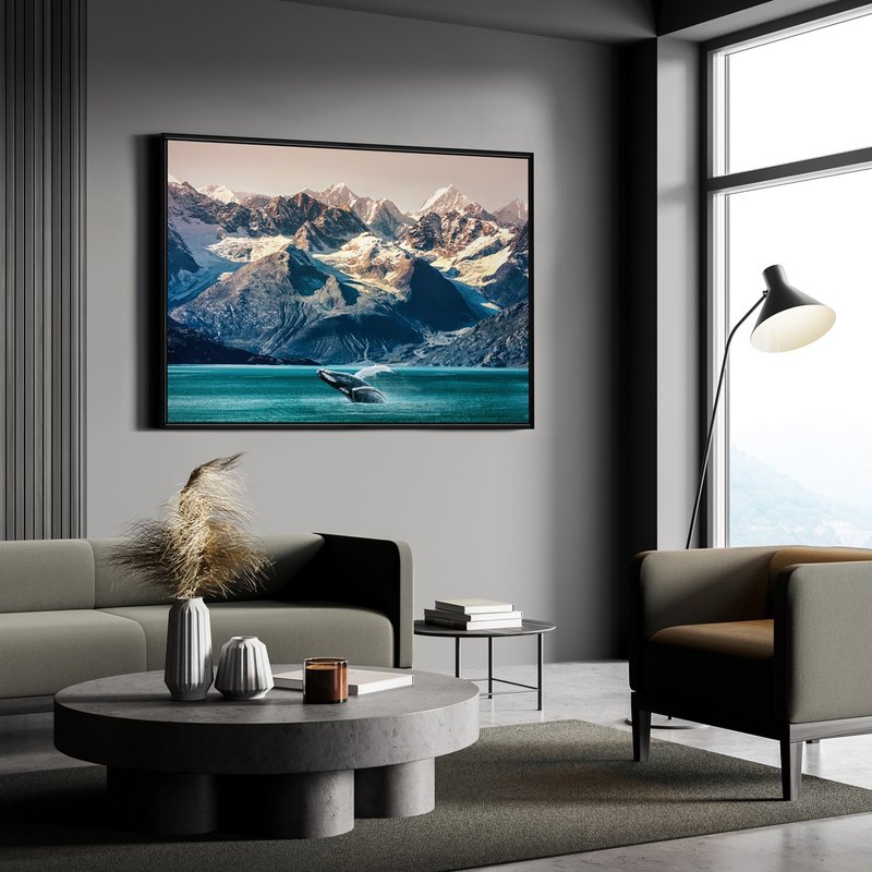 阿拉斯加座頭鯨 • 躍水 - 雪山/大自然/海洋/藍色/鯨魚/生態/冰 - 海報/掛畫/掛布 - 其他材質 多色
