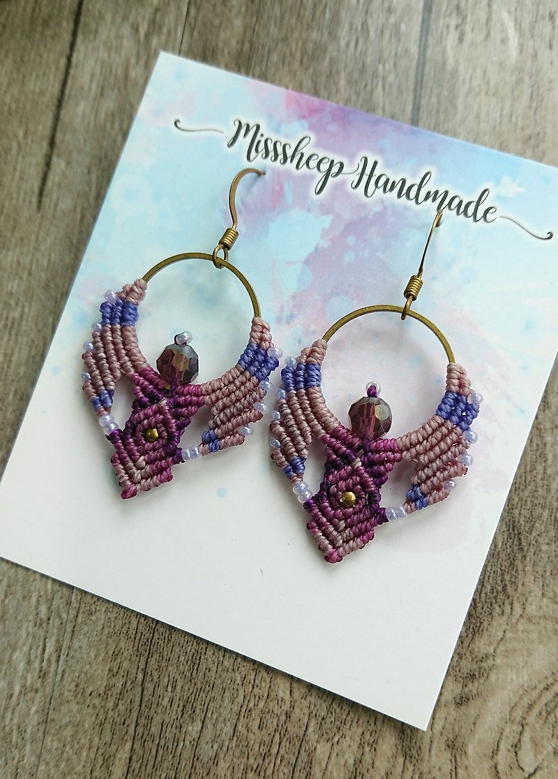 Misssheep-A116- Bohemian ethnic style South American wax line woven earrings - ต่างหู - วัสดุอื่นๆ สีม่วง