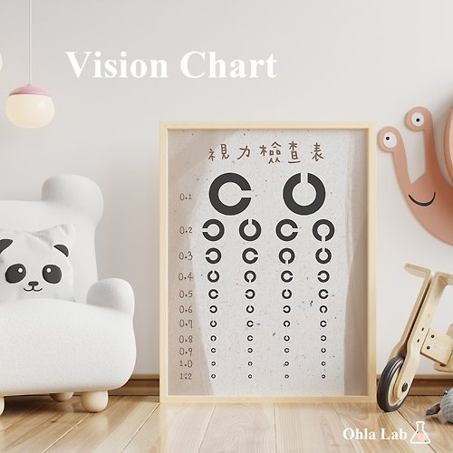Ohla Lab 視力檢查表 兒童學習掛報 | 兒童房佈置 掛報 海報 台灣設計