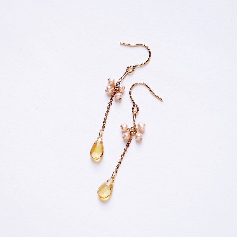 Natural citrine multi-faceted gemstone lucky energy earrings wild custom gift natural stone - Earrings & Clip-ons - Gemstone Yellow