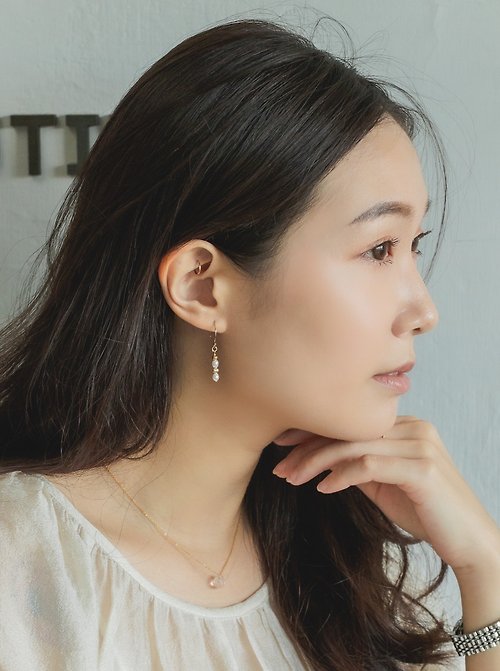 Zuzu Jewelry 復古羅紋珍珠耳環 14k包金 天然珍珠耳環