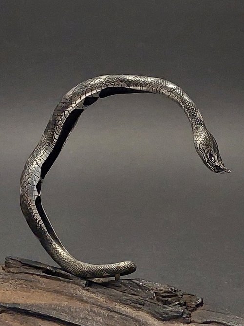 台湾絶滅危惧種】百段蛇ブレスレット、スターリングシルバー
