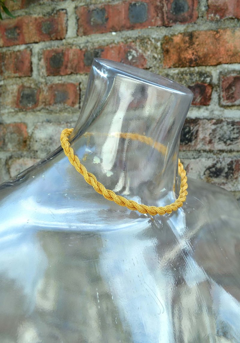 鍍金高級工藝 扭紋編織麻花項鏈 日本高級二手中古珠寶首飾古著 - 項鍊 - 其他金屬 金色