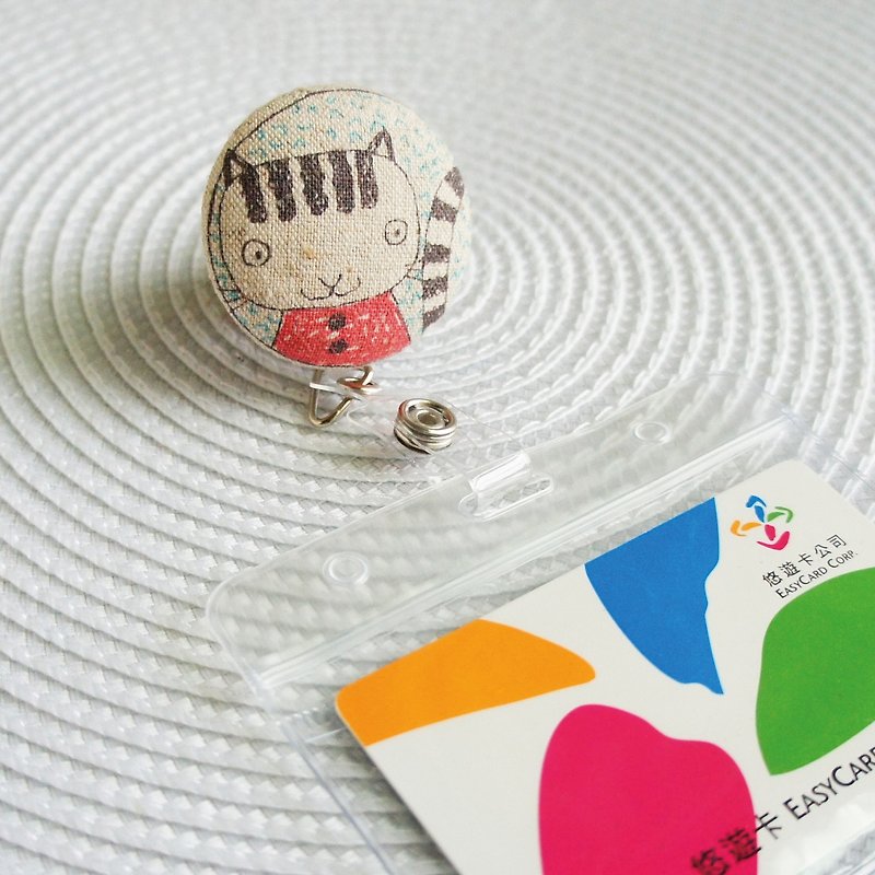 Lovely [Japanese cloth] hand-painted wind, cat bag buckle telescopic document folder, telescopic ticket holder, cotton color - ID & Badge Holders - Cotton & Hemp Khaki