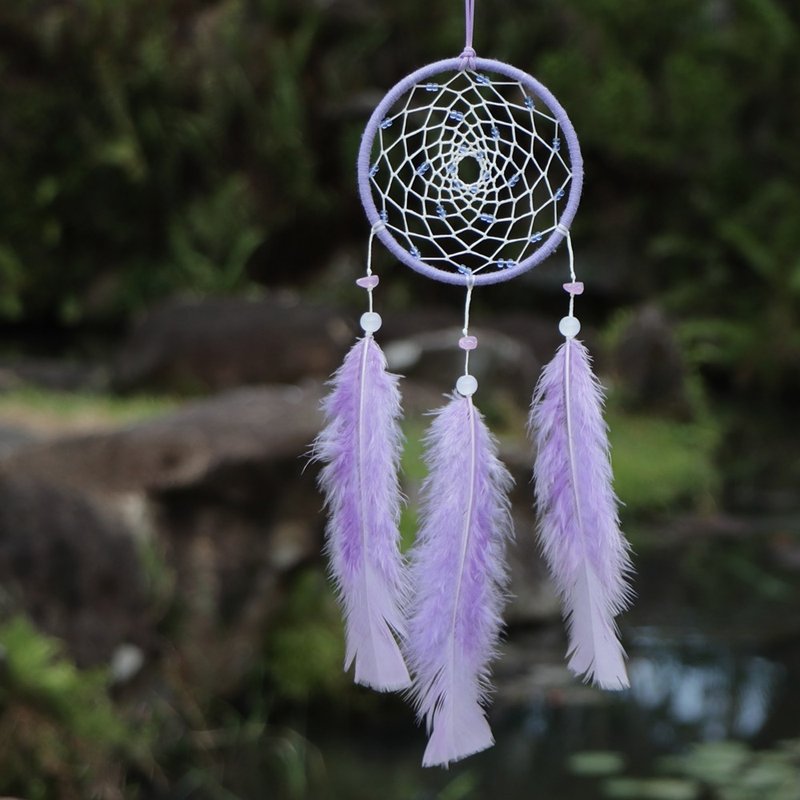 Romantic Encounter丨Exchange Gifts Birthday Gifts Handwoven Dream Catcher Pendant - Lavender Purple - Other - Other Materials Purple