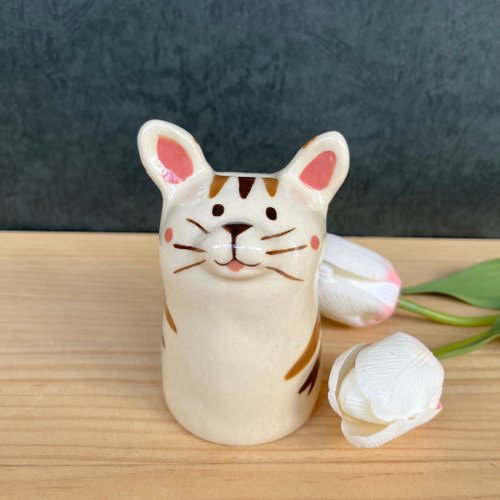 猫ちゃん陶器カップ ハンドメイド リボン かわいい 猫ちゃん陶器カップ ハンドメイド リボン かわいい 猫ちゃん陶器カップ